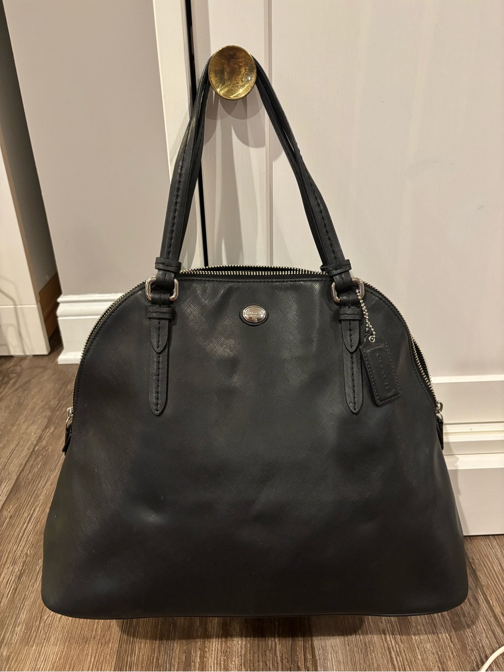 Saffiano leather dome satchel from the Coach Peyton collection